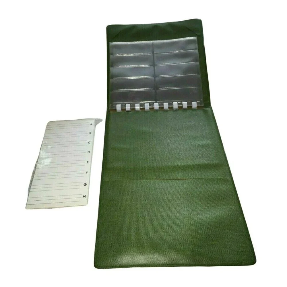 Vtg MCM Green Folding Address Book Notebook Phone Directory Memo Desk Pad Holder